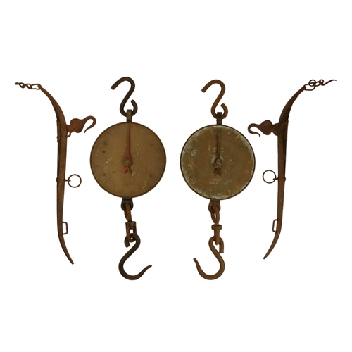 7 - Two early 20th century Salter sack spring balances - with brass dials, together with some horse harn... 