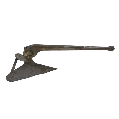 8 - A bronze plough anchor - together with two pairs of bronze rowlocks.