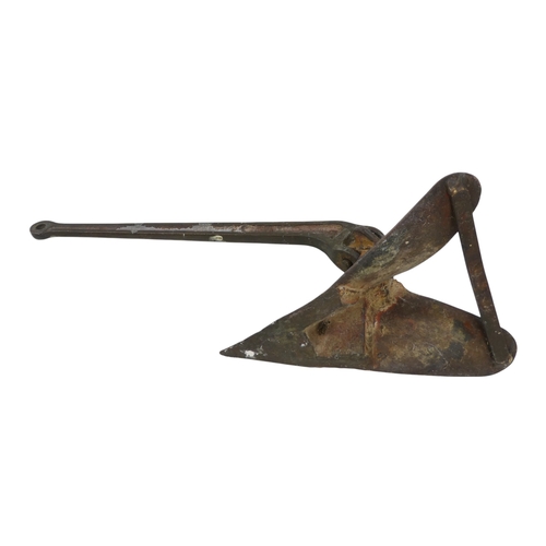 8 - A bronze plough anchor - together with two pairs of bronze rowlocks.