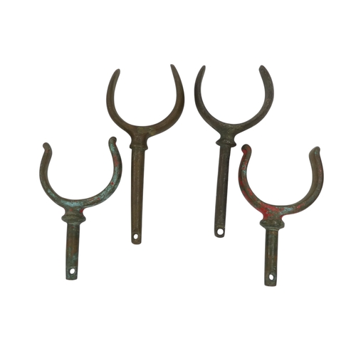 8 - A bronze plough anchor - together with two pairs of bronze rowlocks.