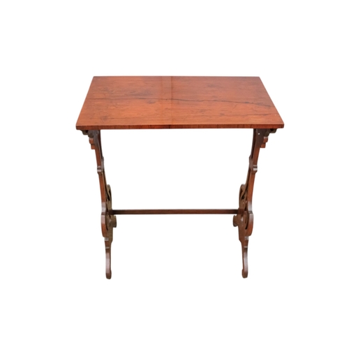 926 - A nest of three William IV rosewood tables - with rectangular tops and pierced vase shaped end suppo... 