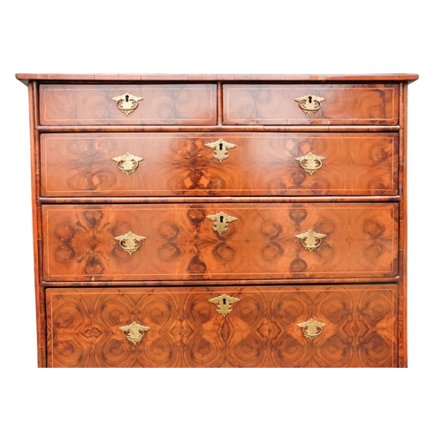 933 - A William and Mary oyster veneered laburnum and fruitwood inlaid chest of drawers - the geometric in... 