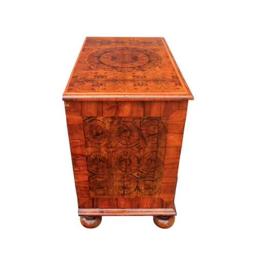 933 - A William and Mary oyster veneered laburnum and fruitwood inlaid chest of drawers - the geometric in... 