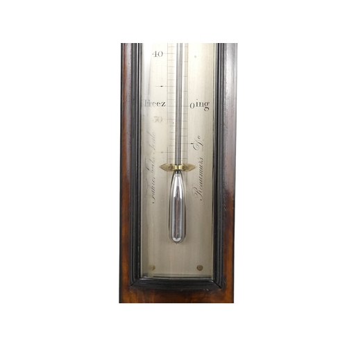 937 - A George III mahogany cased stick barometer by Fraser of Bond Street, London - with a broken arch pe... 