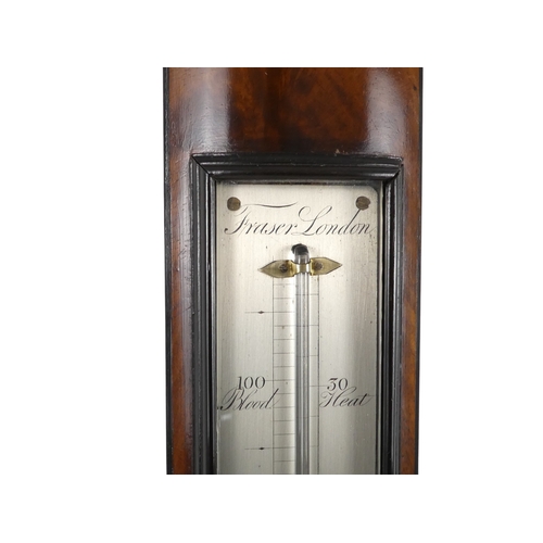 937 - A George III mahogany cased stick barometer by Fraser of Bond Street, London - with a broken arch pe... 