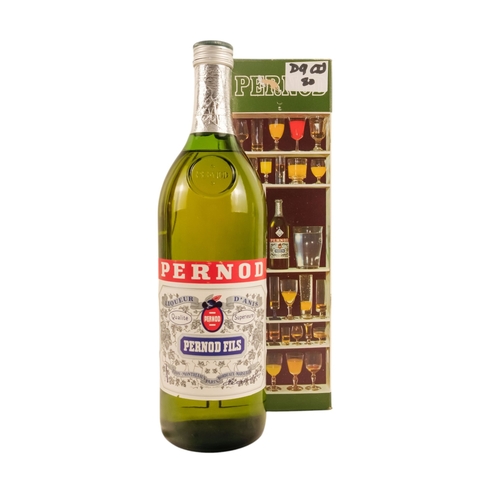 98 - A bottle of Pernod, boxed - together with two boxed bottle of Ouzo, a box of eight miniature Greek l... 