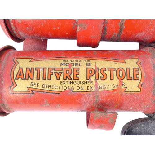 17 - A vintage Antifyre Pistole fire extinguisher - with mounting bracket and spare canister, 22cm.