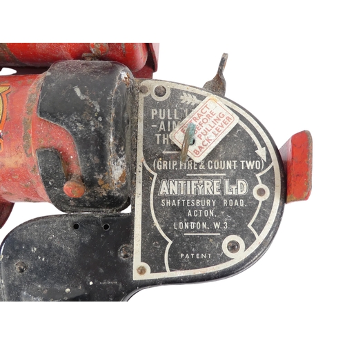 17 - A vintage Antifyre Pistole fire extinguisher - with mounting bracket and spare canister, 22cm.
