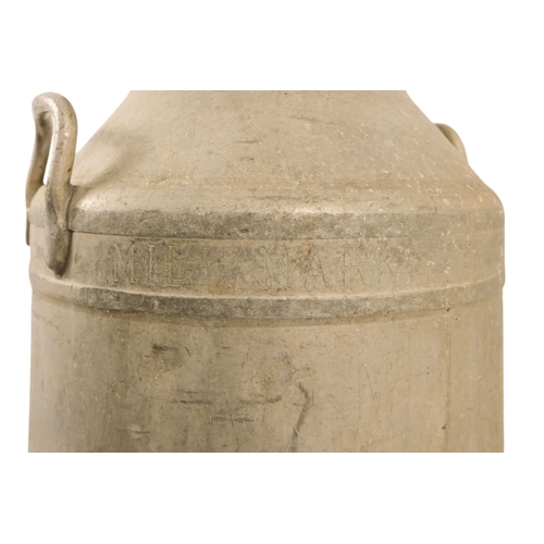 28 - An aluminium ten gallon milk churn - Milk Marketing Board, with lid, 75cm high, together with anothe... 