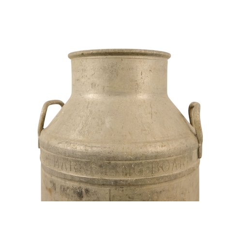 28 - An aluminium ten gallon milk churn - Milk Marketing Board, with lid, 75cm high, together with anothe... 