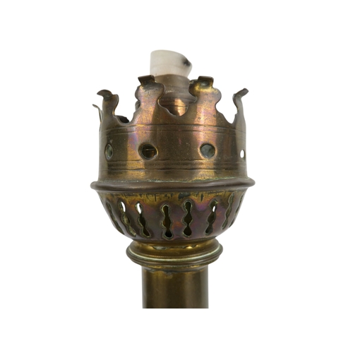 31 - A 20th century turned serpentine table lamp - of baluster form and with circular base, 22cm high, to... 