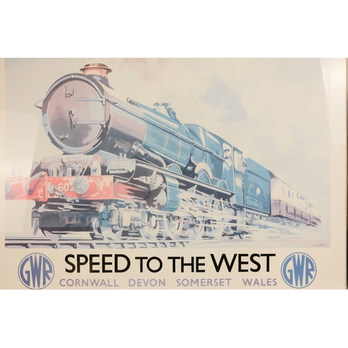 35 - Four various reproduction railway posters - GWR, London & North East Railway, Midland Railway and So... 