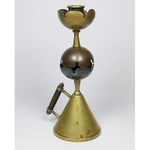 37 - An Arts & Crafts brass and copper candlestick - probably Dr Christopher Dresser by Benham & Froud, w... 