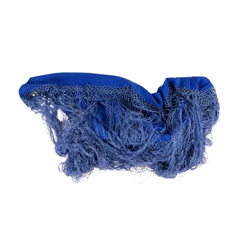 45 - An early 20th century black piano shawl - embroidered with flowers with a long fringe, together with... 