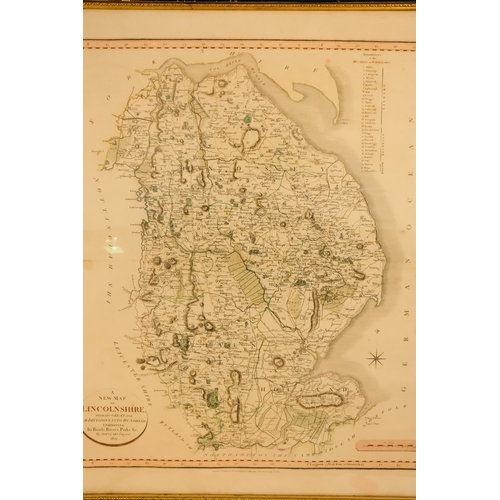 48 - John Cary (1754-1835) A New Map of Lincolnshire - engraved with hand colouring, with its Great and S... 