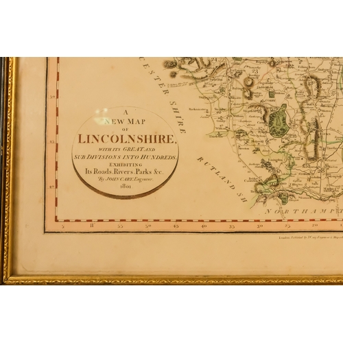 48 - John Cary (1754-1835) A New Map of Lincolnshire - engraved with hand colouring, with its Great and S... 