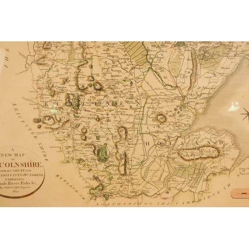 48 - John Cary (1754-1835) A New Map of Lincolnshire - engraved with hand colouring, with its Great and S... 