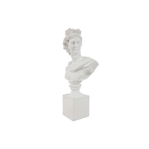 51 - A plaster female classical bust on a rectangular base - height 35cm, together with a similar male bu... 