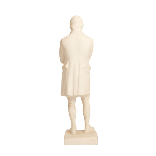 52 - A 20th century plaster figure of Robert Burns - standing in a thoughtful pose mounted on a square ba... 