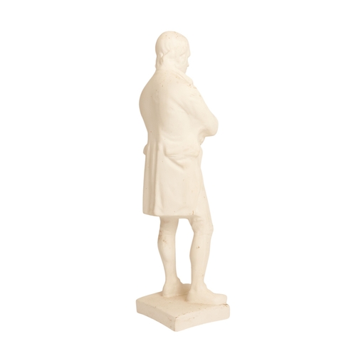 52 - A 20th century plaster figure of Robert Burns - standing in a thoughtful pose mounted on a square ba... 