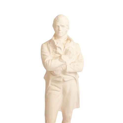 52 - A 20th century plaster figure of Robert Burns - standing in a thoughtful pose mounted on a square ba... 