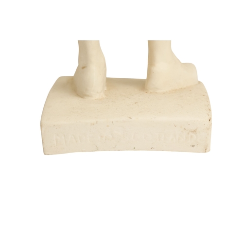 52 - A 20th century plaster figure of Robert Burns - standing in a thoughtful pose mounted on a square ba... 