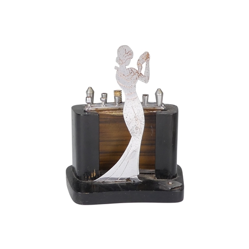 53 - An Austrian Art Deco novelty cigarette dispenser - The Bartender, by Sudre, with a chrome figure fix... 