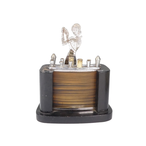 53 - An Austrian Art Deco novelty cigarette dispenser - The Bartender, by Sudre, with a chrome figure fix... 