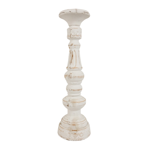 57 - A pair of contemporary church style candlesticks - of baluster form and painted white, 44cm high. (2... 