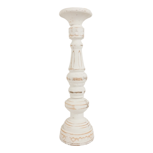 57 - A pair of contemporary church style candlesticks - of baluster form and painted white, 44cm high. (2... 