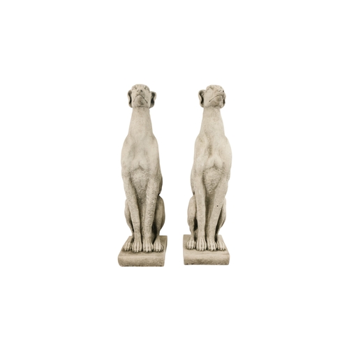59 - A pair of reconstituted stone gate capitals - modelled as greyhounds, 56cm high.