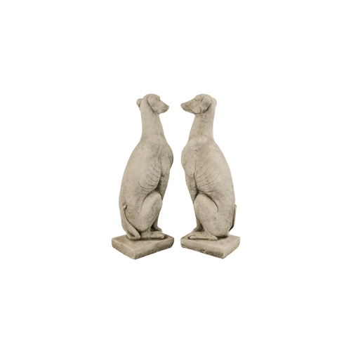 59 - A pair of reconstituted stone gate capitals - modelled as greyhounds, 56cm high.