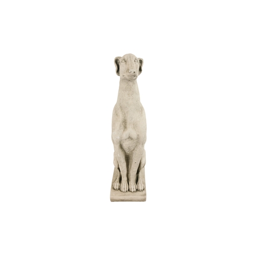 59 - A pair of reconstituted stone gate capitals - modelled as greyhounds, 56cm high.
