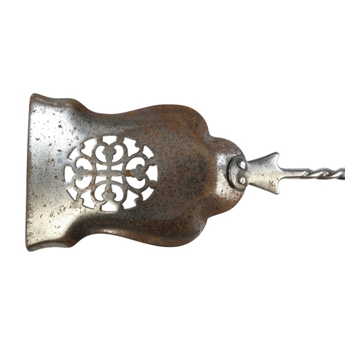 10 - A set of three George III style steel and brass fire tools - of spiral twist form, comprising tongs,... 