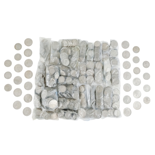 370 - A large quantity of Great British cupel nickel coins - half-crowns, florins, shillings and sixpences... 