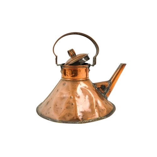 41 - A late 19th century copper kettle - with a broad flat bottom, together with a copper spittoon with t... 
