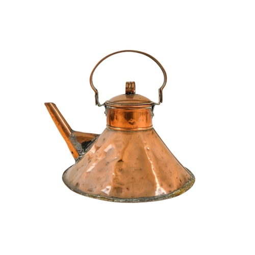 41 - A late 19th century copper kettle - with a broad flat bottom, together with a copper spittoon with t... 