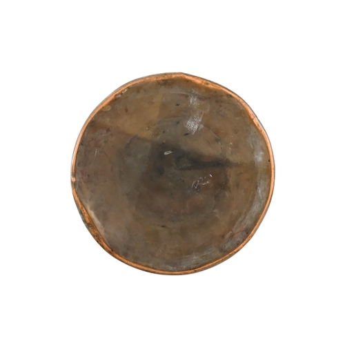 41 - A late 19th century copper kettle - with a broad flat bottom, together with a copper spittoon with t... 
