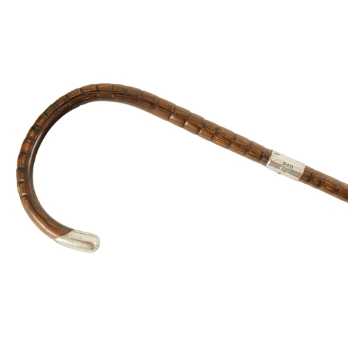 86 - An early 20th century partridge wood walking cane - Chester 1913, with silver mounts and modelled as... 