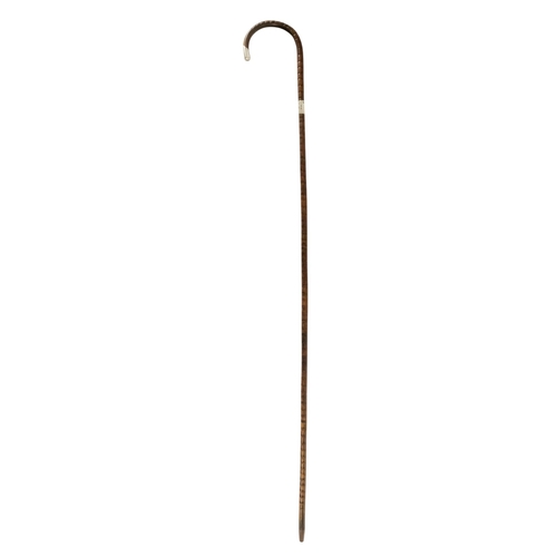 86 - An early 20th century partridge wood walking cane - Chester 1913, with silver mounts and modelled as... 