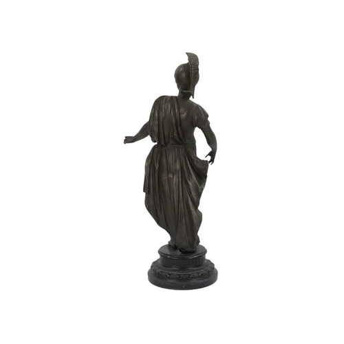 100 - A pair of late 19th century spelter figures - in classical warrior garb, 41cm high. (2)