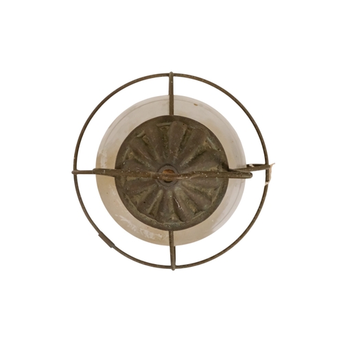 102 - An early 20th century brass anchor light - with clear glass, 32cm high.