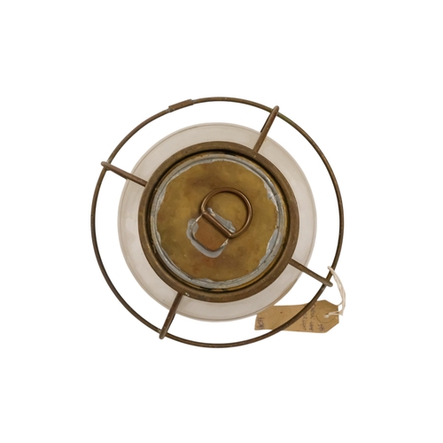 102 - An early 20th century brass anchor light - with clear glass, 32cm high.