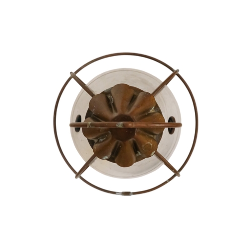 103 - An early 20th century brass anchor light - with clear glass, 32cm high.