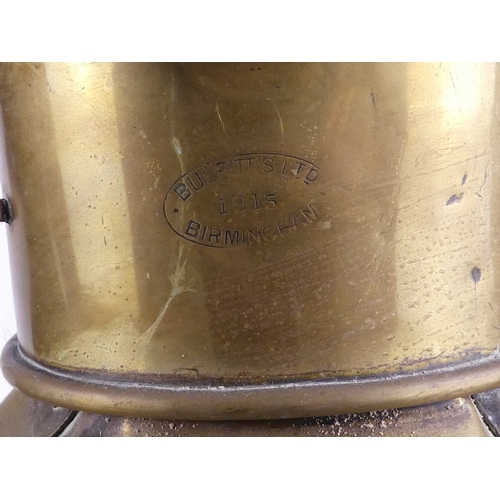 106 - A pair of brass ships lamps - of faceted form with flat backs, 41cm high.