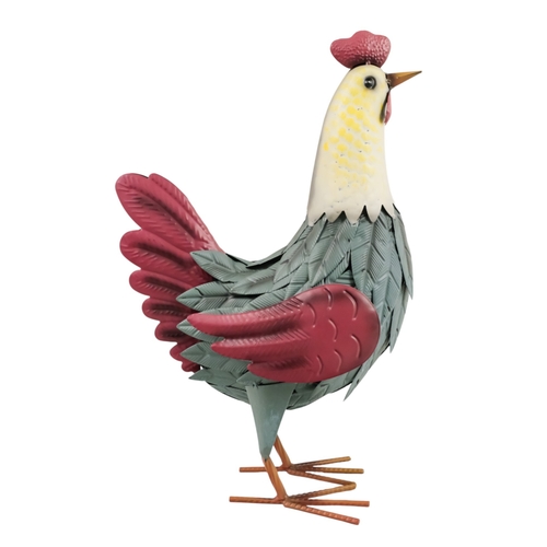 44 - A contemporary painted metal cockerel - height 46cm, together with a similar model of a duck, height... 