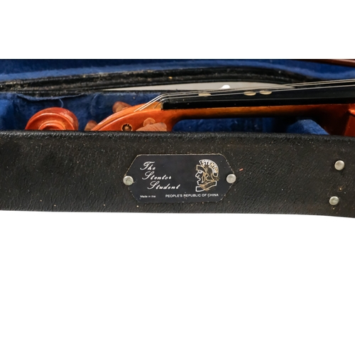 81 - A child's violin, length of back 31cm - with box, cased.