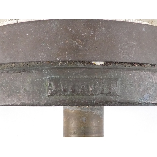 96 - An early 20th century brass mast head light - with semi-circular clear glass lens, 24cm high.