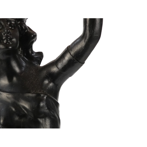 98 - A pair of spelter table lamps - modelled as classical emblematic of The Graces, 57cm high.