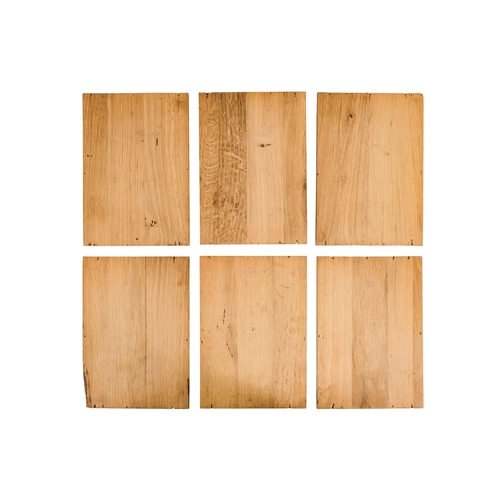 127 - A group of six 15th century style carved oak panels  - decorated with pseudo family coats of arms, 1... 